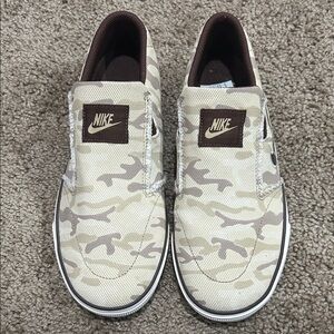 Nike Women's Cream and Brown Camouflage Sneakers